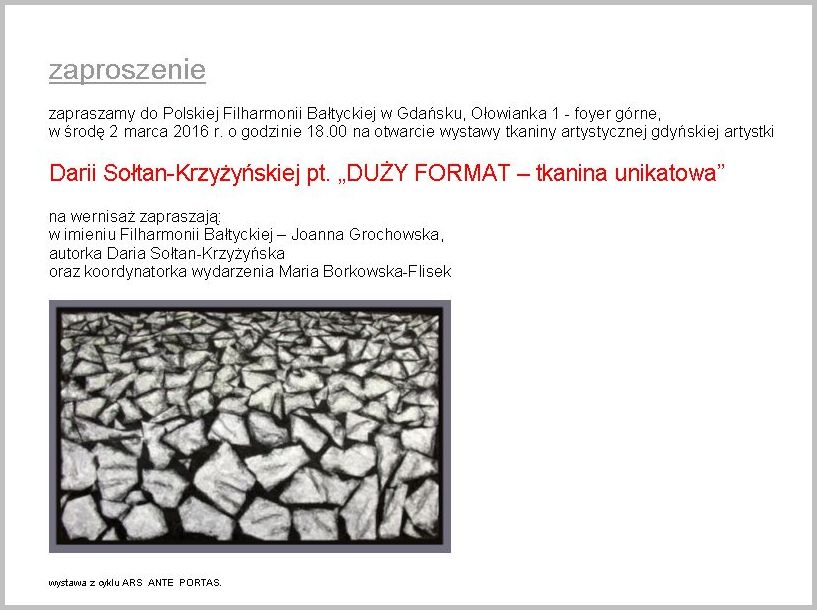 DUŻY FORMAT, tkanina unikatowa DariI Sołtan-Krzyżyńskiej